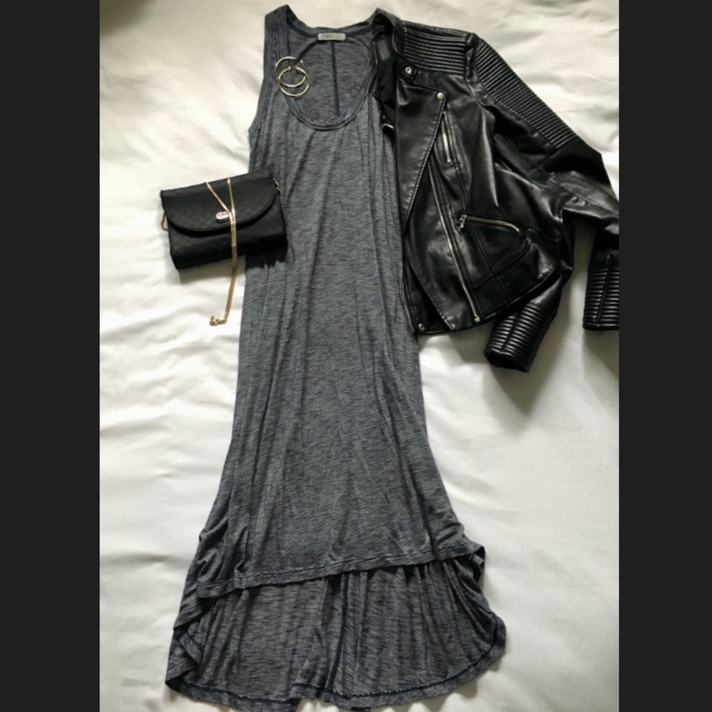 Black & White Striped Hi-Low Dress